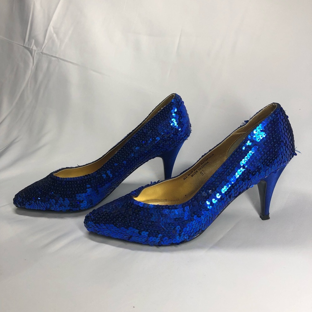 Vintage Sequins Blue Heels